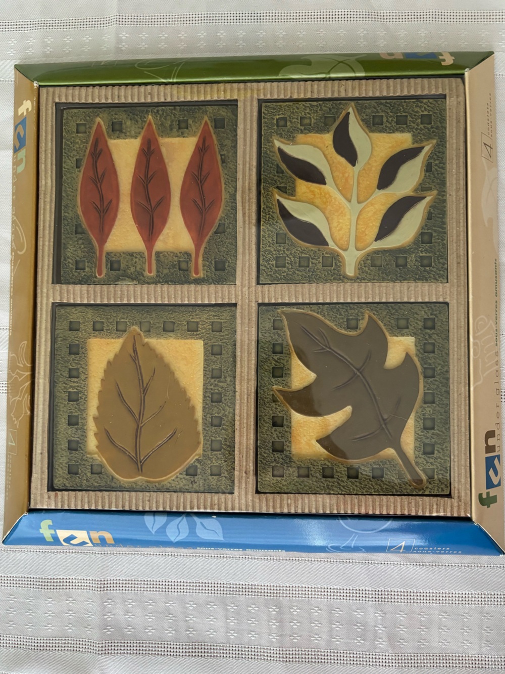 Decorative Leaf Coasters Wall Art - in Earthy Tones